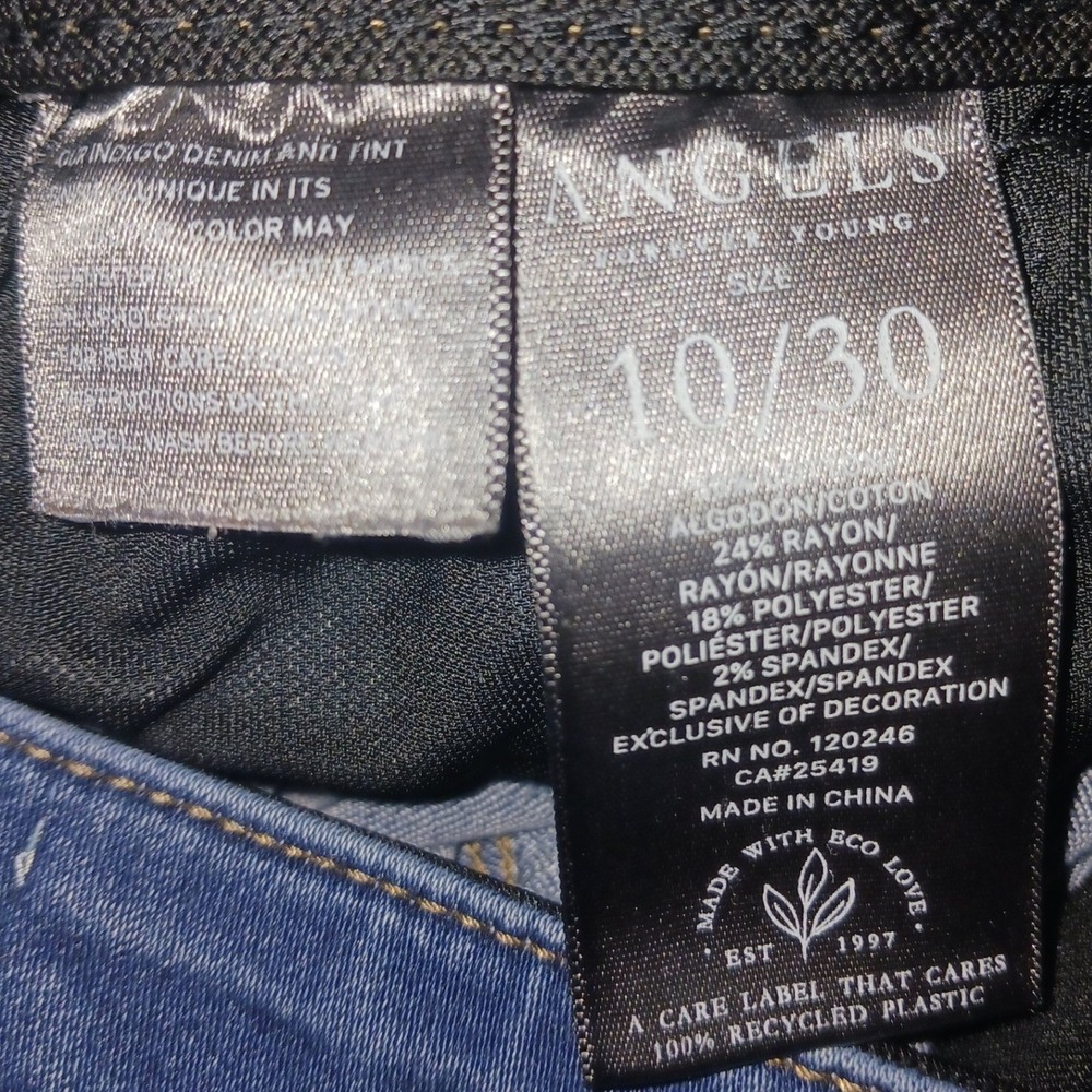 Angels Forever Young Skinny Blue Jeans Medium Wash Elastic Waist 10/30 - Picture 8 of 9